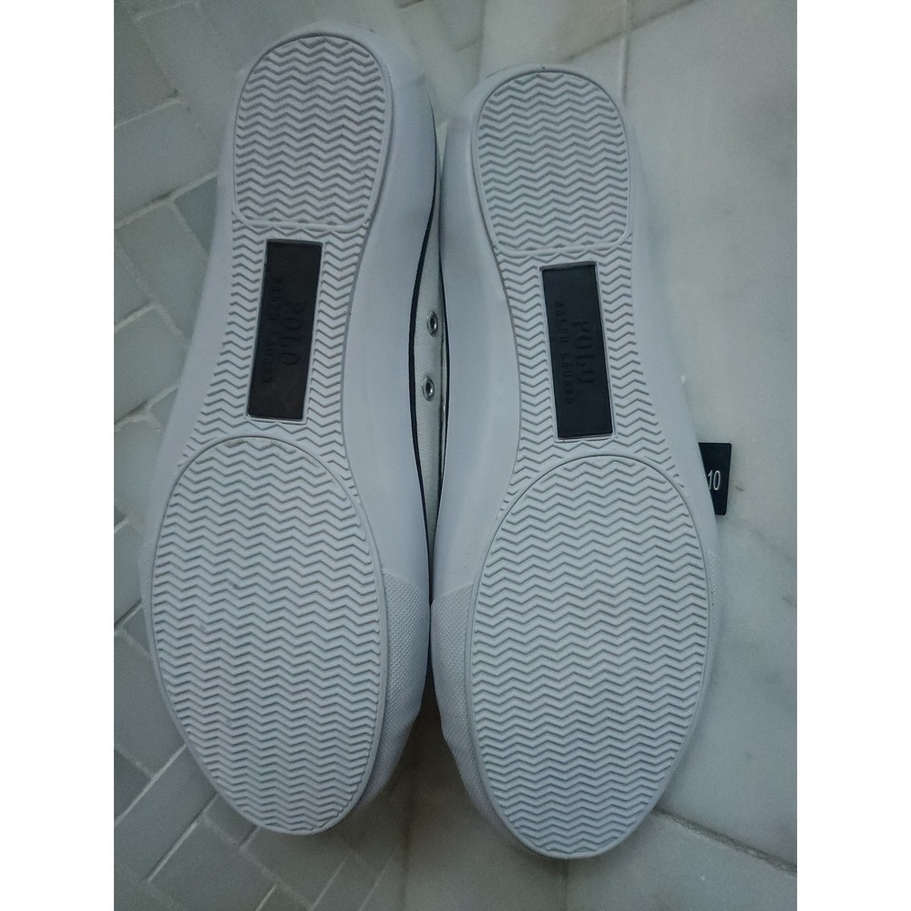 Polo Ralph Lauren Parnell Sneakers Women 10B White Oxford Canvas Low Top Preppy - Picture 7 of 13